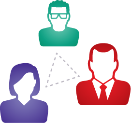 Illustration of a Manager, a Client and a Technician Connecting
